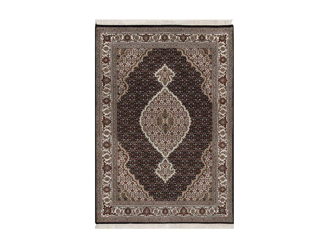 4'9" x 6'9" New Hand Knotted Black Wool Rectangle Oriental Rug - MOA10291588