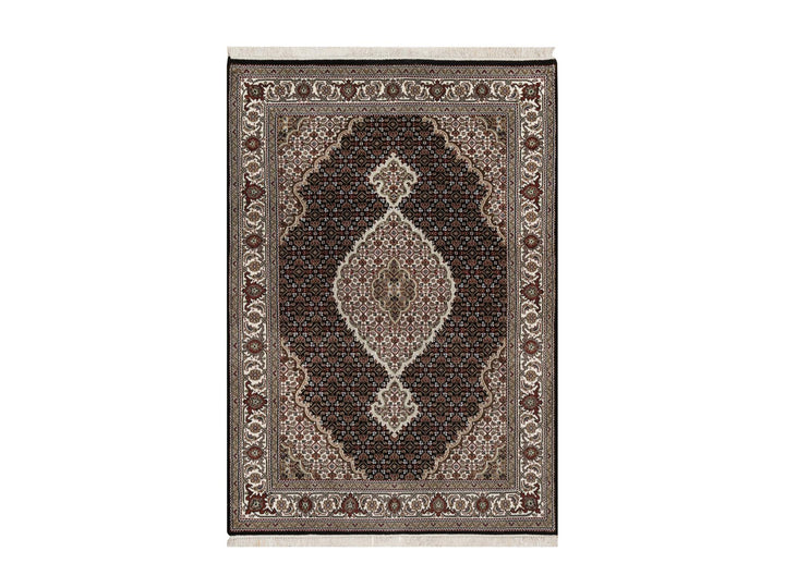 4'9" x 6'9" New Hand Knotted Black Wool Rectangle Oriental Rug - MOA10291588