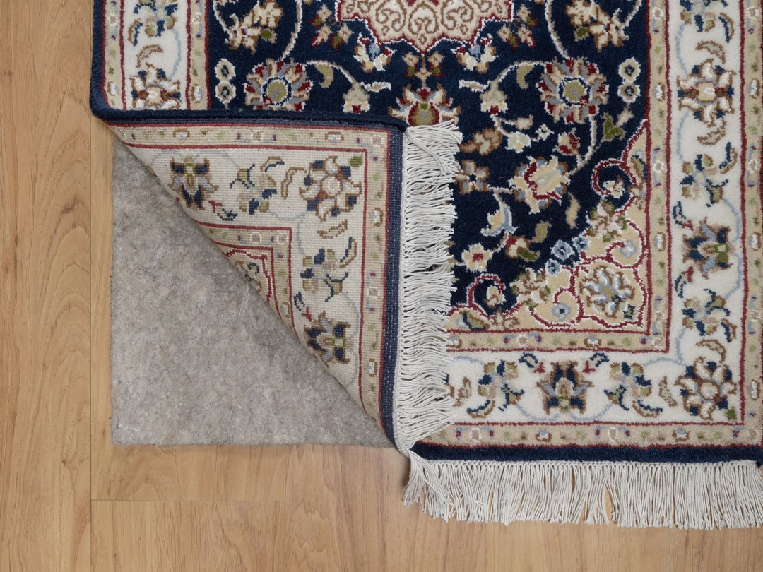 2'1" x 3'2" New Hand Knotted Blue Wool & Silk Rectangle Oriental Rug - MOA10291590
