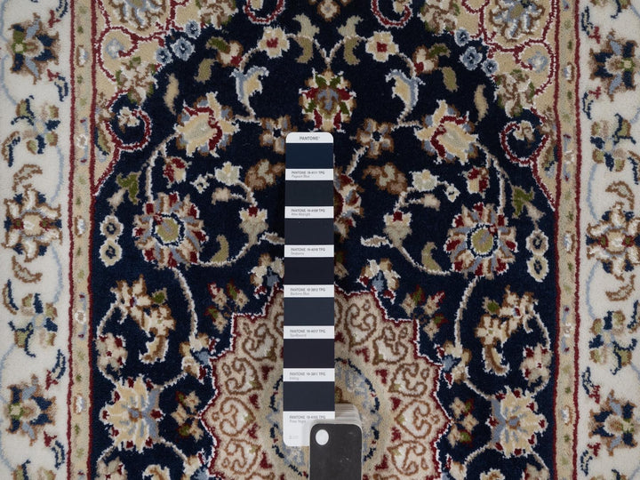 2'1" x 3'2" New Hand Knotted Blue Wool & Silk Rectangle Oriental Rug - MOA10291590