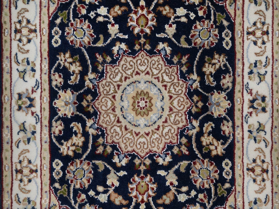 2'1" x 3'2" New Hand Knotted Blue Wool & Silk Rectangle Oriental Rug - MOA10291590