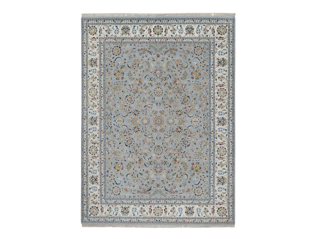 8'10" x 12'0" New Hand Knotted Blue Wool & Silk Rectangle Oriental Rug - MOA10291595