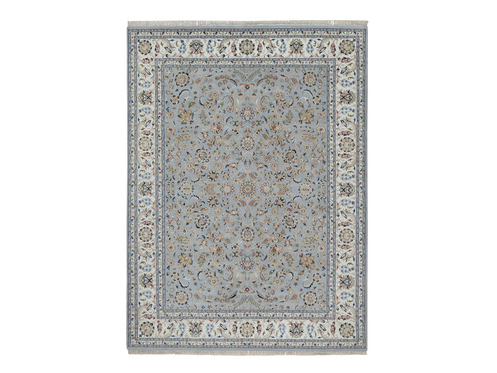 8'10" x 12'0" New Hand Knotted Blue Wool & Silk Rectangle Oriental Rug - MOA10291595