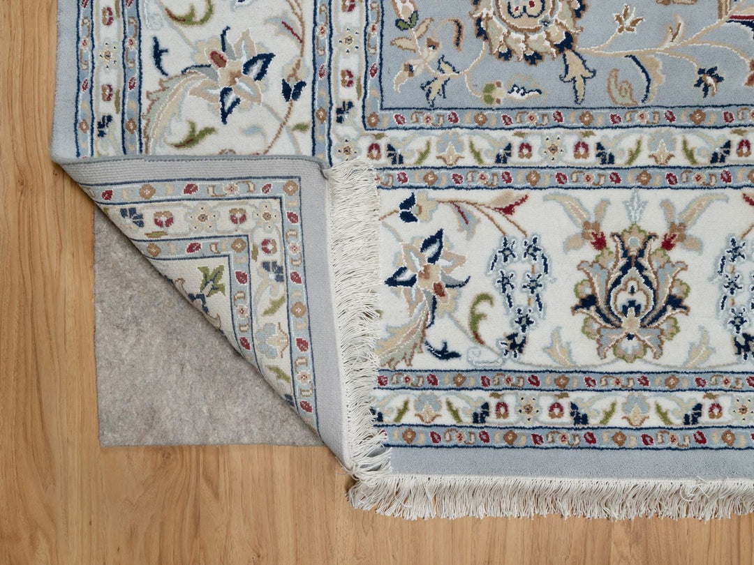 8'10" x 12'0" New Hand Knotted Blue Wool & Silk Rectangle Oriental Rug - MOA10291595