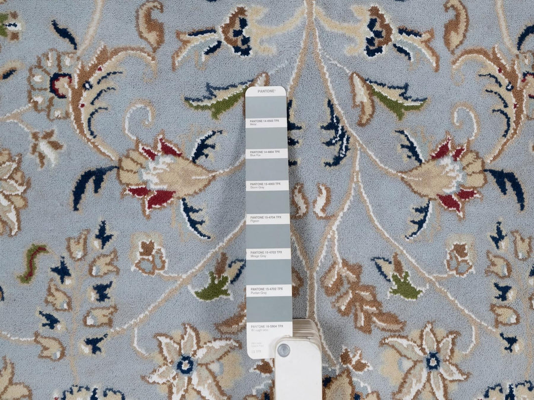 8'10" x 12'0" New Hand Knotted Blue Wool & Silk Rectangle Oriental Rug - MOA10291595