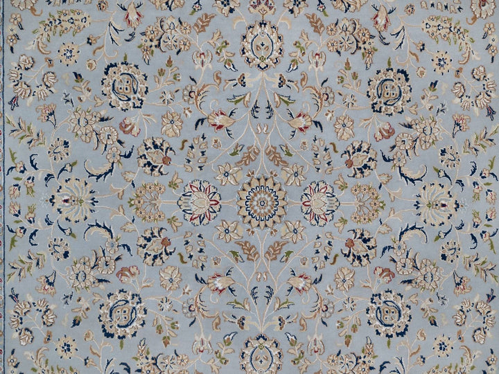 8'10" x 12'0" New Hand Knotted Blue Wool & Silk Rectangle Oriental Rug - MOA10291595