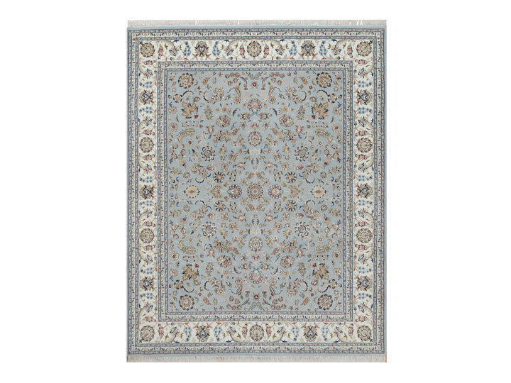 8'2" x 10'5" New Hand Knotted Grey Wool & Silk Rectangle Oriental Rug - MOA10291596