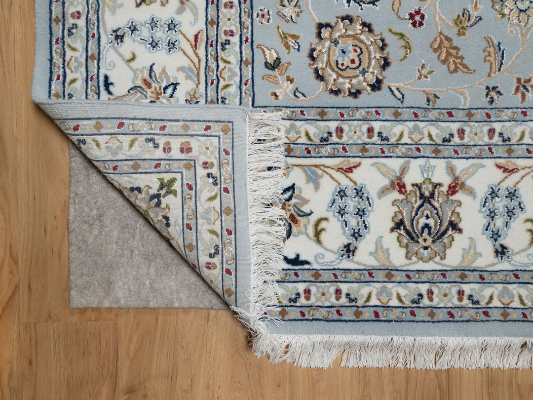8'2" x 10'5" New Hand Knotted Grey Wool & Silk Rectangle Oriental Rug - MOA10291596