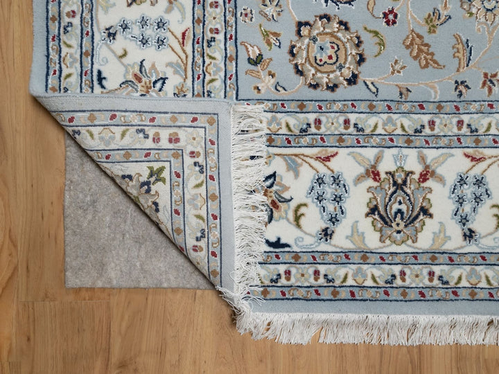 8'2" x 10'5" New Hand Knotted Grey Wool & Silk Rectangle Oriental Rug - MOA10291596