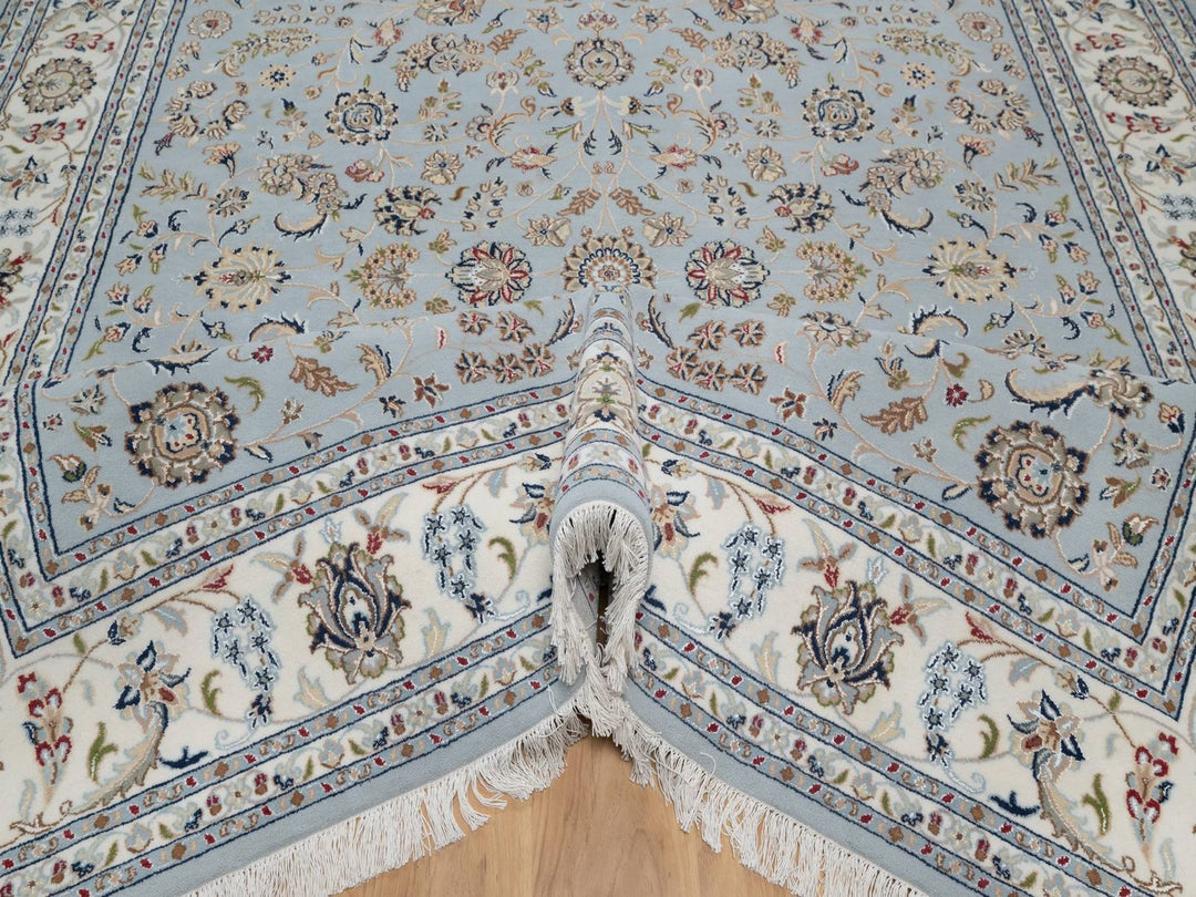 8'2" x 10'5" New Hand Knotted Grey Wool & Silk Rectangle Oriental Rug - MOA10291596