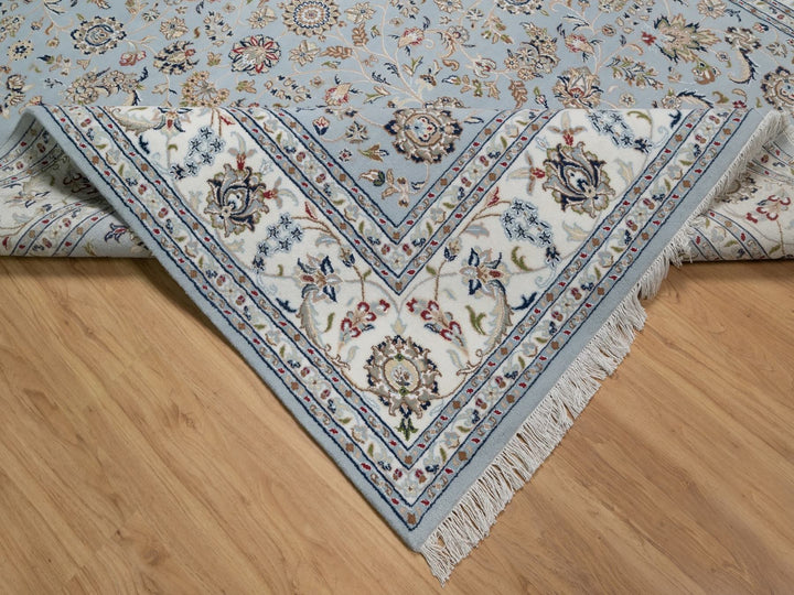 8'2" x 10'5" New Hand Knotted Grey Wool & Silk Rectangle Oriental Rug - MOA10291596