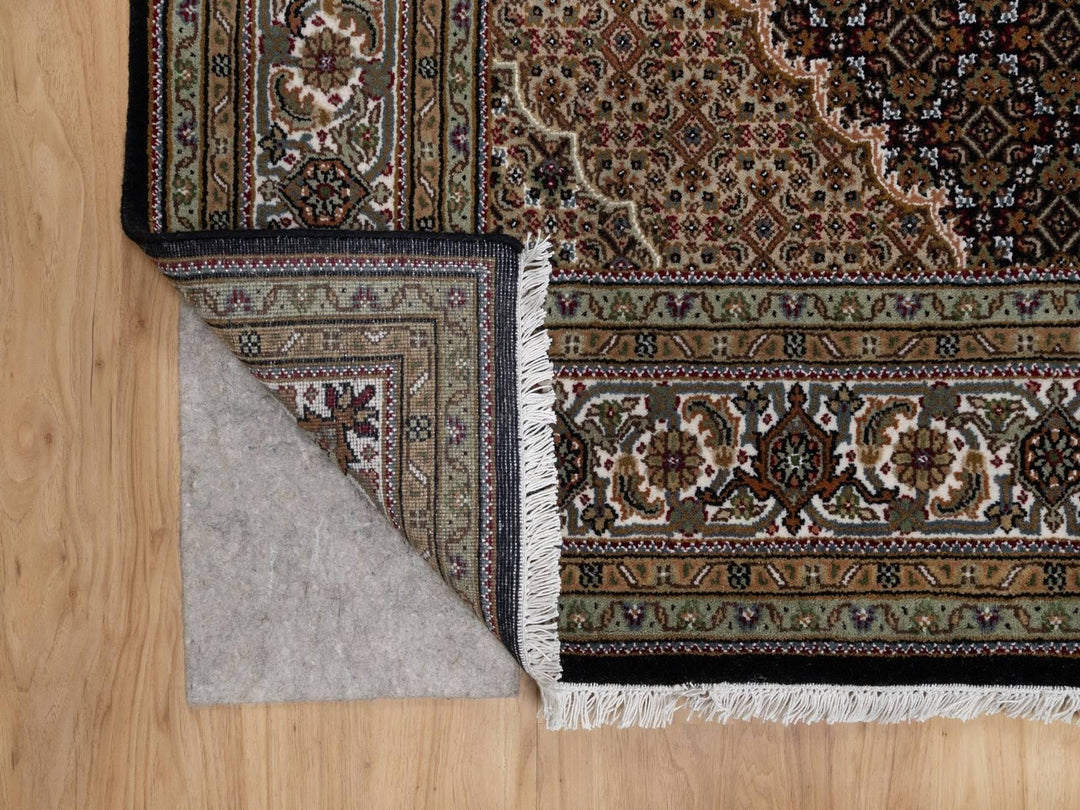 5'11" x 9'1" New Hand Knotted Black Wool Rectangle Oriental Rug - MOA10291597