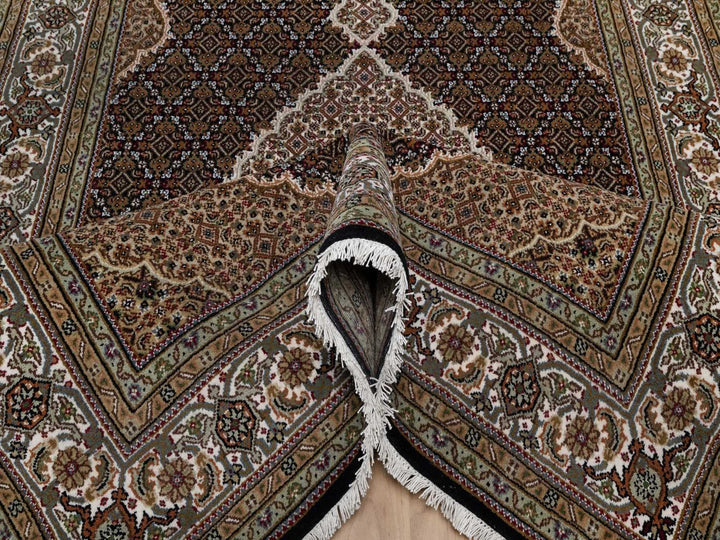 5'11" x 9'1" New Hand Knotted Black Wool Rectangle Oriental Rug - MOA10291597