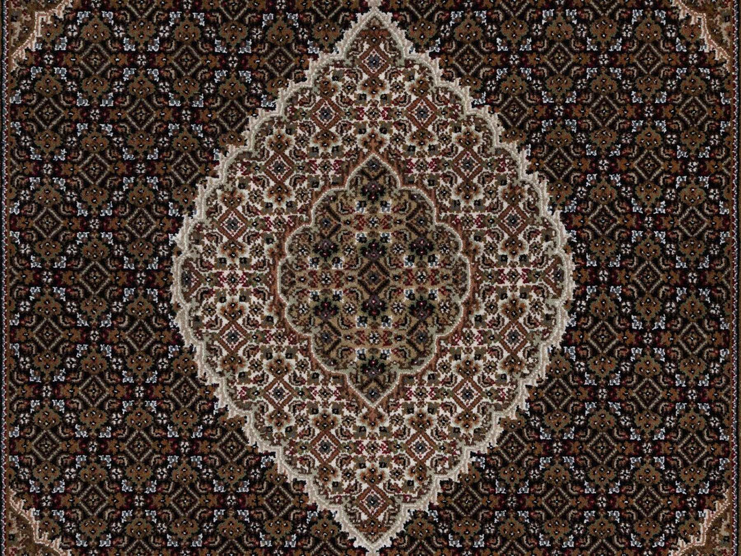 5'11" x 9'1" New Hand Knotted Black Wool Rectangle Oriental Rug - MOA10291597