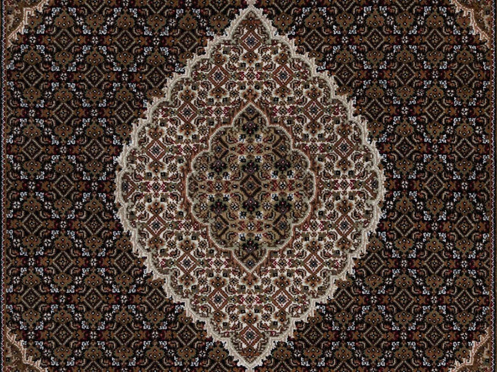 5'11" x 9'1" New Hand Knotted Black Wool Rectangle Oriental Rug - MOA10291597