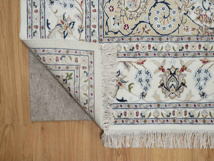 7'11" x 10'3" New Hand Knotted Ivory Wool & Silk Rectangle Oriental Rug - MOA10291598