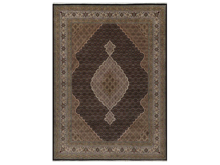 9'0" x 12'4" New Hand Knotted Black Wool Rectangle Oriental Rug - MOA10291599