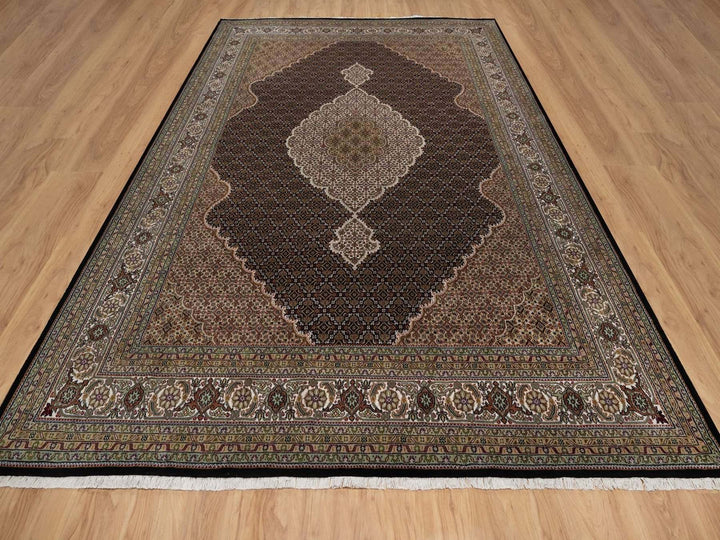 9'0" x 12'4" New Hand Knotted Black Wool Rectangle Oriental Rug - MOA10291599