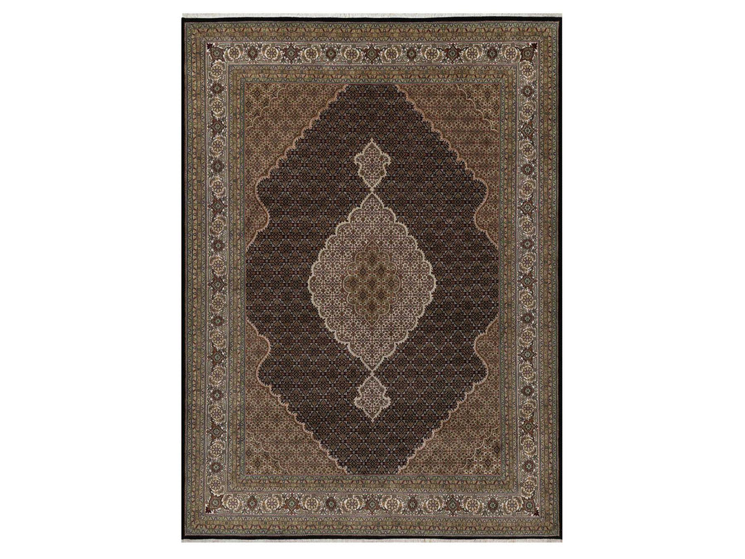 8'10" x 12'5" New Hand Knotted Black Wool Rectangle Oriental Rug - MOA10291600