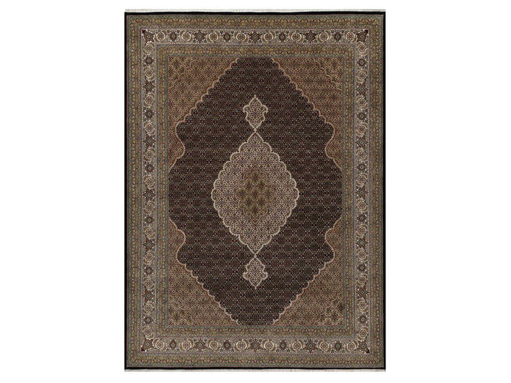 8'10" x 12'5" New Hand Knotted Black Wool Rectangle Oriental Rug - MOA10291600