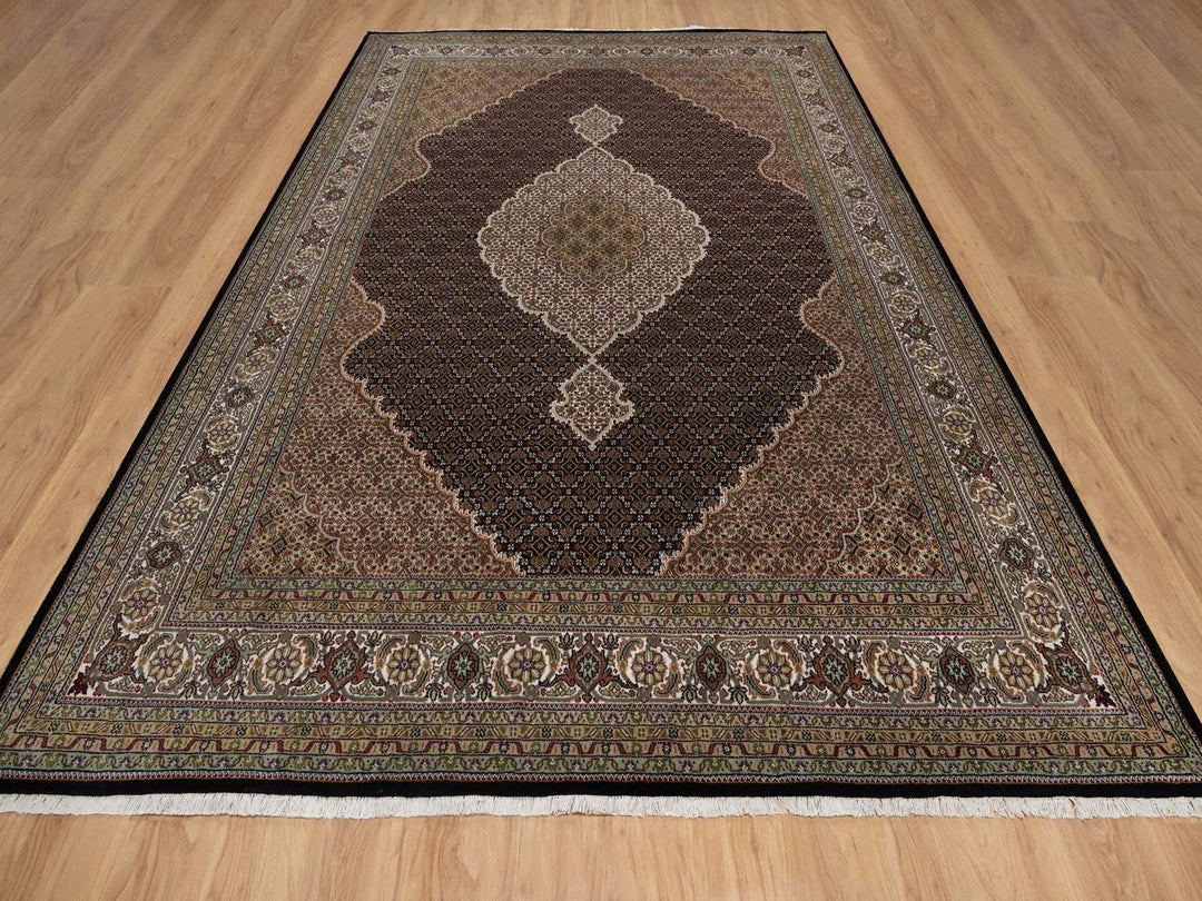 8'10" x 12'5" New Hand Knotted Black Wool Rectangle Oriental Rug - MOA10291600