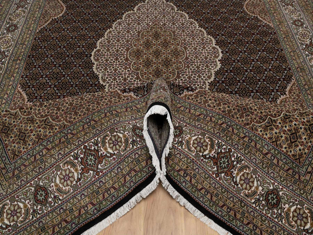 8'10" x 12'5" New Hand Knotted Black Wool Rectangle Oriental Rug - MOA10291600