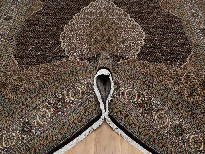 8'10" x 12'5" New Hand Knotted Black Wool Rectangle Oriental Rug - MOA10291600