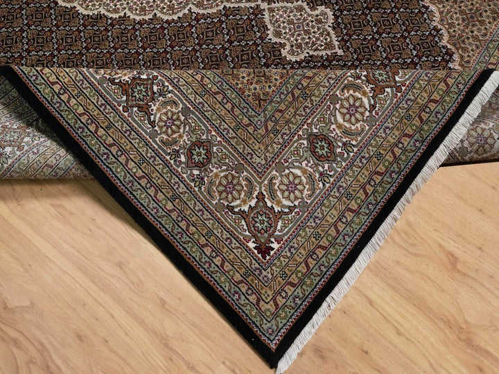 8'10" x 12'5" New Hand Knotted Black Wool Rectangle Oriental Rug - MOA10291600