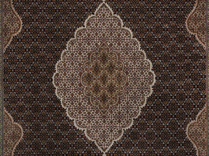 8'10" x 12'5" New Hand Knotted Black Wool Rectangle Oriental Rug - MOA10291600