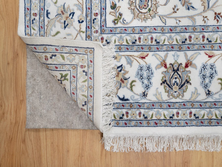 7'10" x 10'3" New Hand Knotted Ivory Wool & Silk Rectangle Oriental Rug - MOA10291601