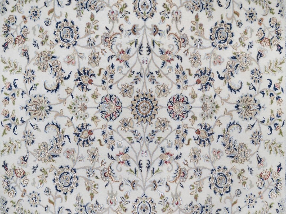 7'10" x 10'3" New Hand Knotted Ivory Wool & Silk Rectangle Oriental Rug - MOA10291601