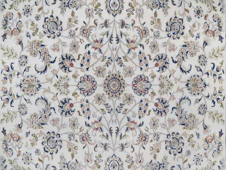 7'10" x 10'3" New Hand Knotted Ivory Wool & Silk Rectangle Oriental Rug - MOA10291601