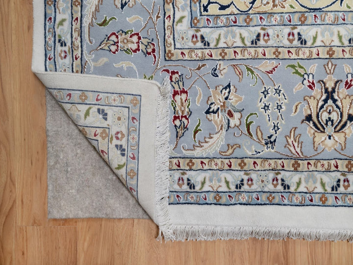 9'9" x 14'1" New Hand Knotted Ivory Wool & Silk Rectangle Oriental Rug - MOA10291603