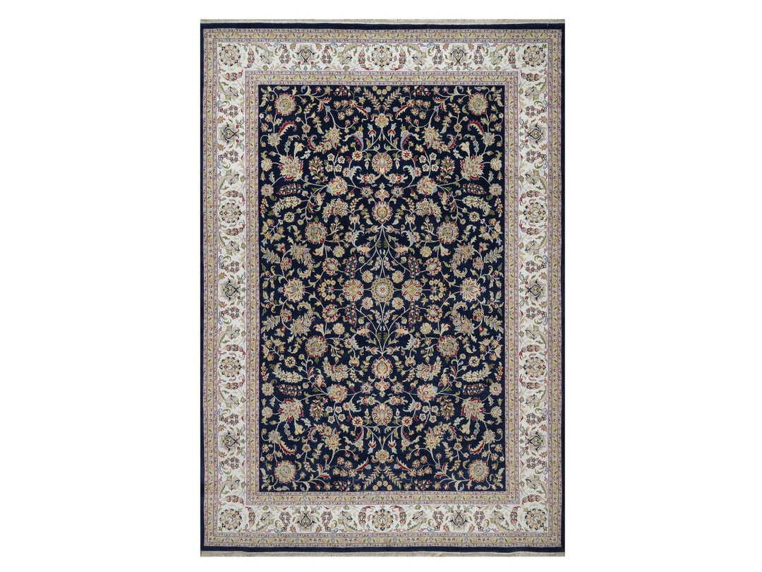 9'10" x 14'2" New Hand Knotted Blue Wool & Silk Rectangle Oriental Rug - MOA10291604