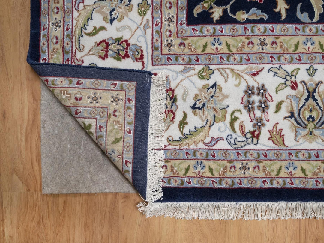 9'10" x 14'2" New Hand Knotted Blue Wool & Silk Rectangle Oriental Rug - MOA10291604