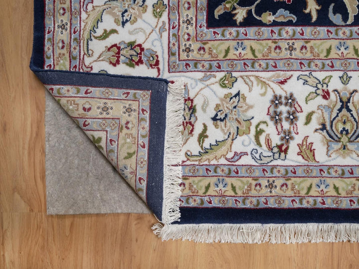 9'10" x 14'2" New Hand Knotted Blue Wool & Silk Rectangle Oriental Rug - MOA10291604