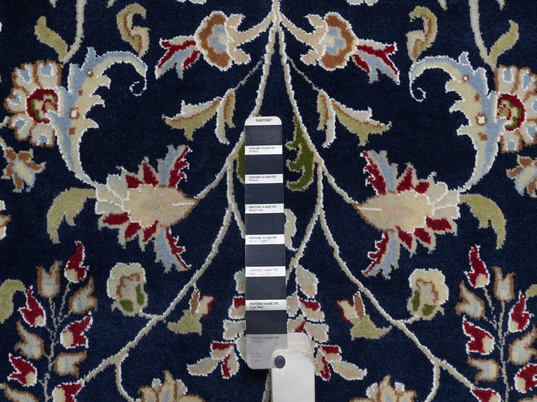 9'10" x 14'2" New Hand Knotted Blue Wool & Silk Rectangle Oriental Rug - MOA10291604