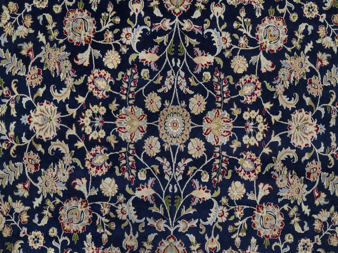 9'10" x 14'2" New Hand Knotted Blue Wool & Silk Rectangle Oriental Rug - MOA10291604