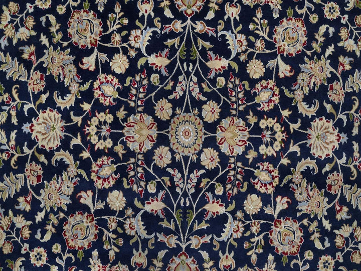 9'10" x 14'2" New Hand Knotted Blue Wool & Silk Rectangle Oriental Rug - MOA10291604