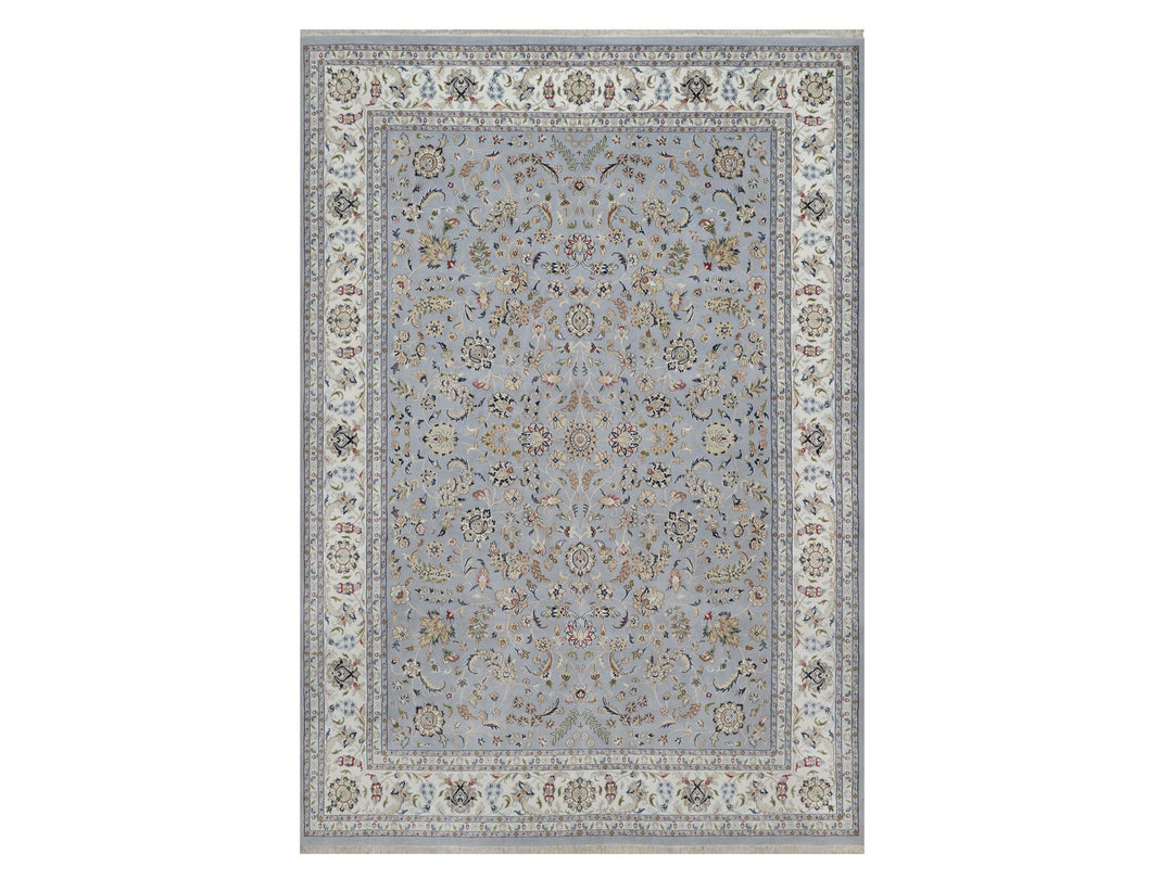 9'11" x 14'2" New Hand Knotted Blue Wool & Silk Rectangle Oriental Rug - MOA10291605