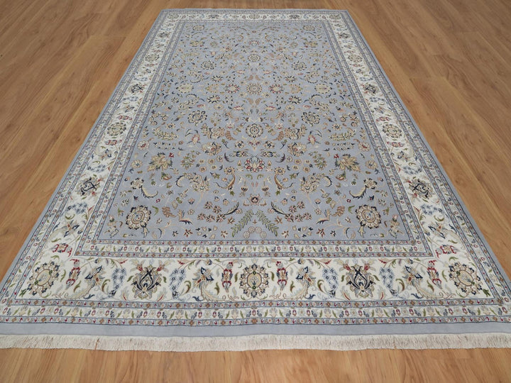 9'11" x 14'2" New Hand Knotted Blue Wool & Silk Rectangle Oriental Rug - MOA10291605