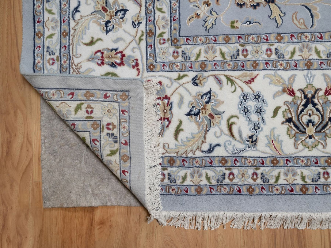 9'11" x 14'2" New Hand Knotted Blue Wool & Silk Rectangle Oriental Rug - MOA10291605