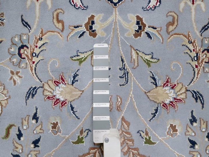 9'11" x 14'2" New Hand Knotted Blue Wool & Silk Rectangle Oriental Rug - MOA10291605