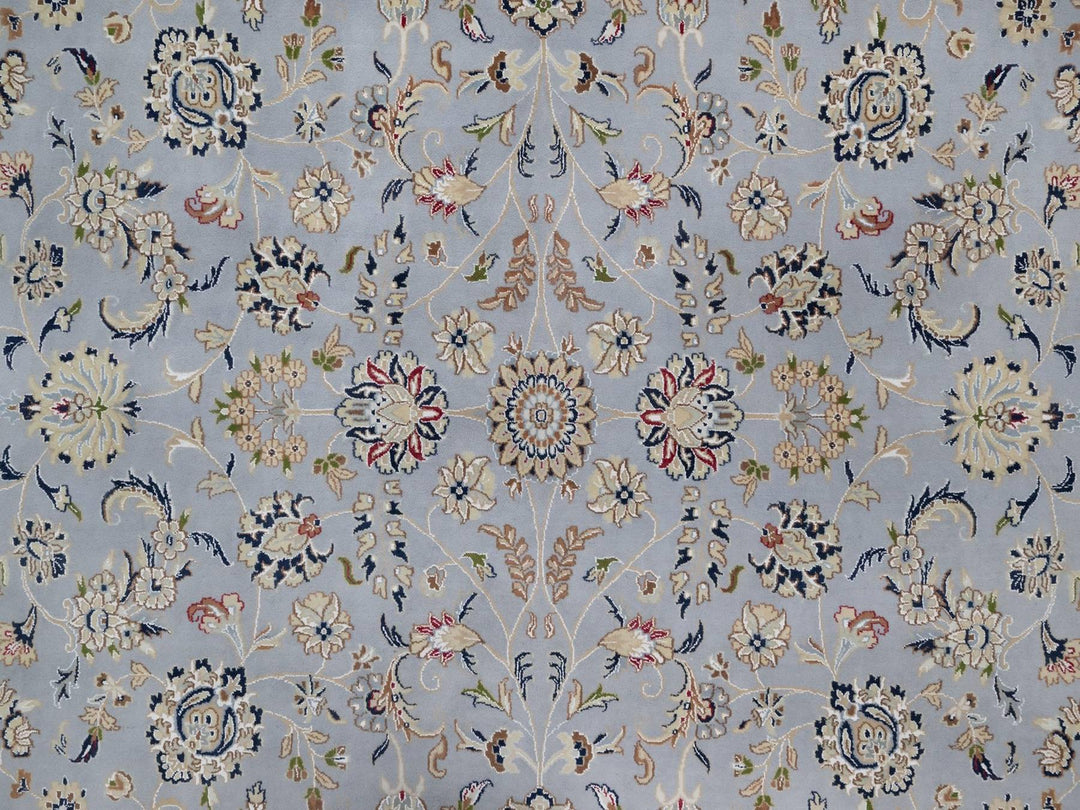 9'11" x 14'2" New Hand Knotted Blue Wool & Silk Rectangle Oriental Rug - MOA10291605
