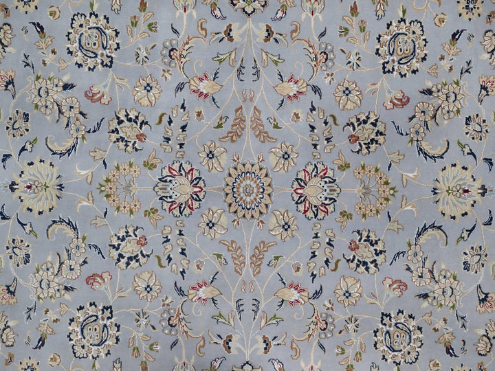 9'11" x 14'2" New Hand Knotted Blue Wool & Silk Rectangle Oriental Rug - MOA10291605