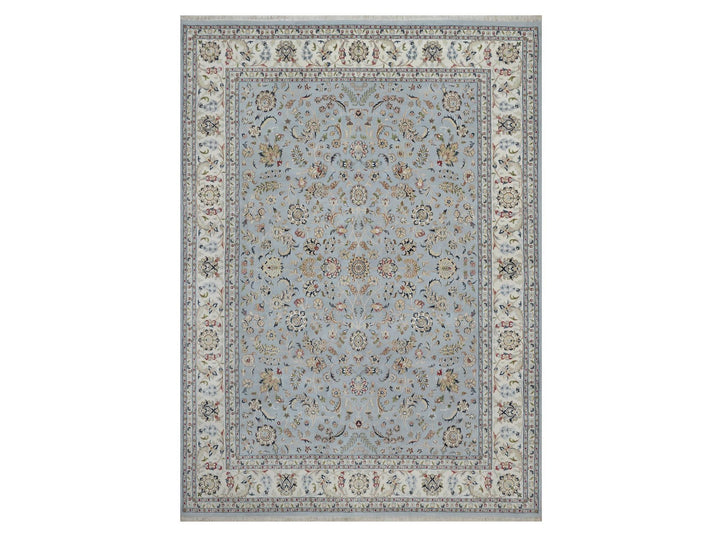 8'10" x 12'1" New Hand Knotted Blue Wool & Silk Rectangle Oriental Rug - MOA10291607