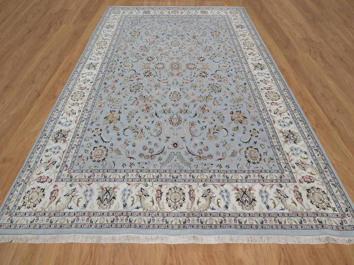 8'10" x 12'1" New Hand Knotted Blue Wool & Silk Rectangle Oriental Rug - MOA10291607