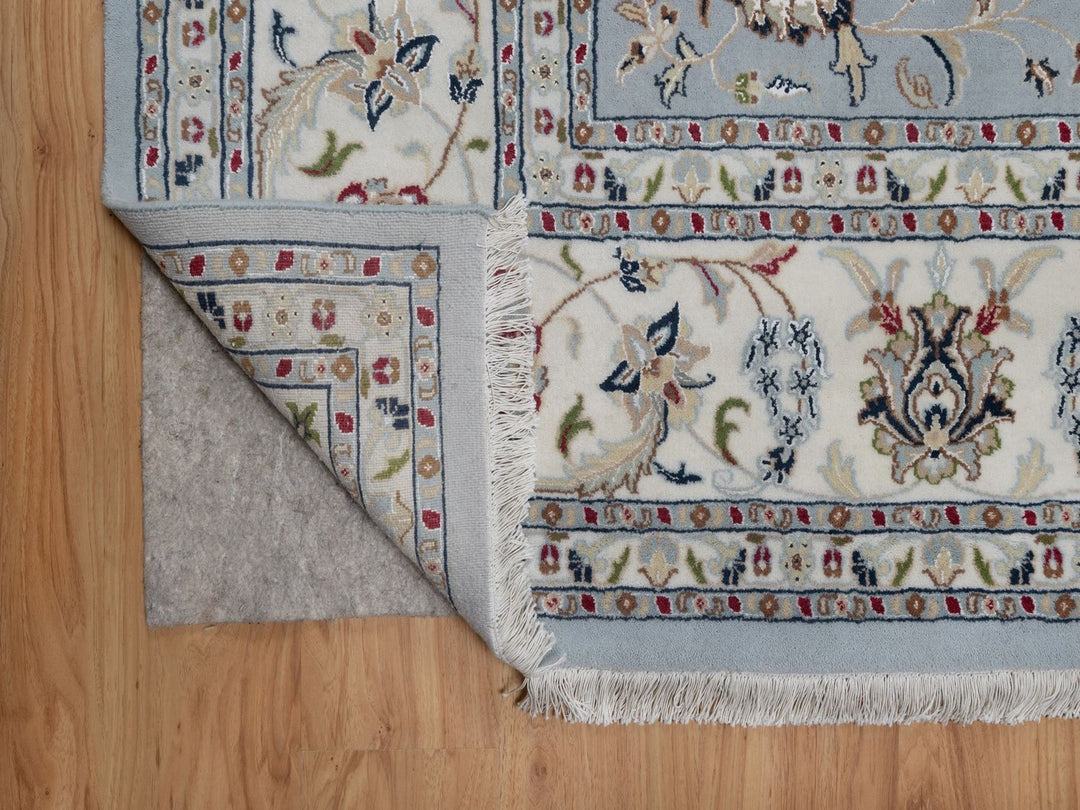 8'10" x 12'1" New Hand Knotted Blue Wool & Silk Rectangle Oriental Rug - MOA10291607