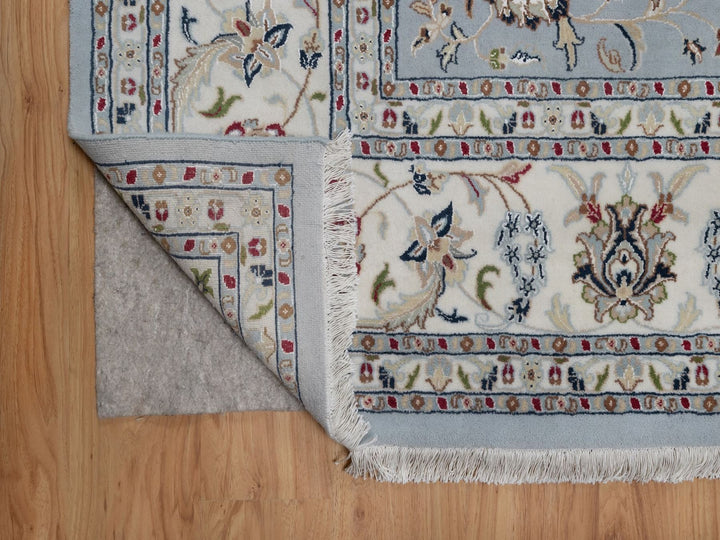 8'10" x 12'1" New Hand Knotted Blue Wool & Silk Rectangle Oriental Rug - MOA10291607