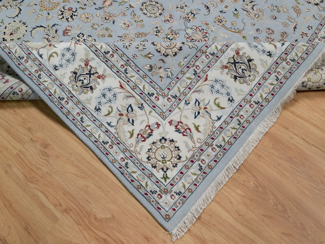 8'10" x 12'1" New Hand Knotted Blue Wool & Silk Rectangle Oriental Rug - MOA10291607